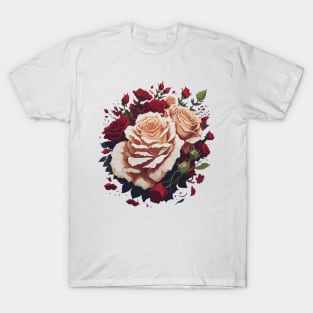 Wedding bouquet of red and white roses T-Shirt